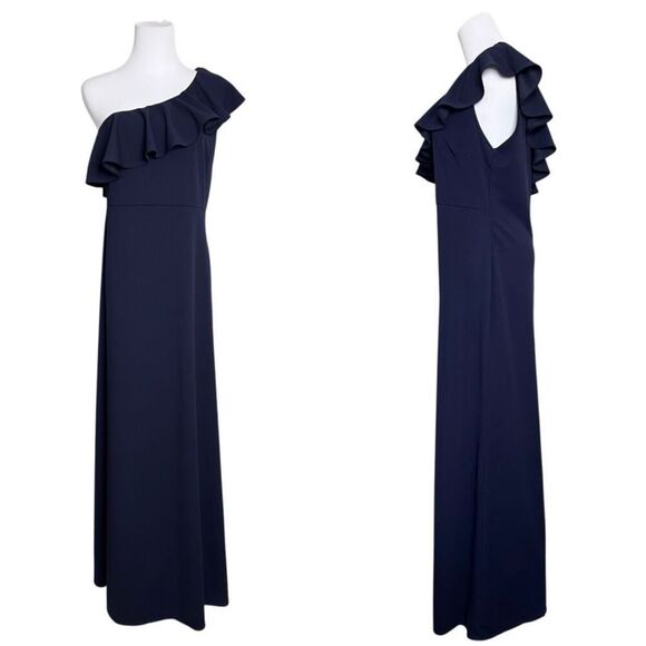 Lulu's Forever Ruffle One Shoulder Trumpet Dress Navy XL Sexy Cruise Date Night‎ - Picture 1 of 13